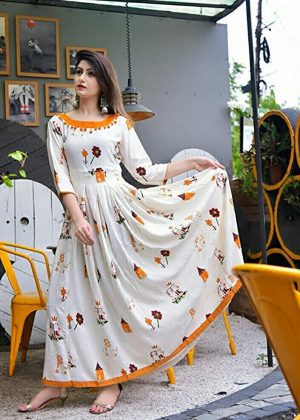 Rayon fabric white kurti