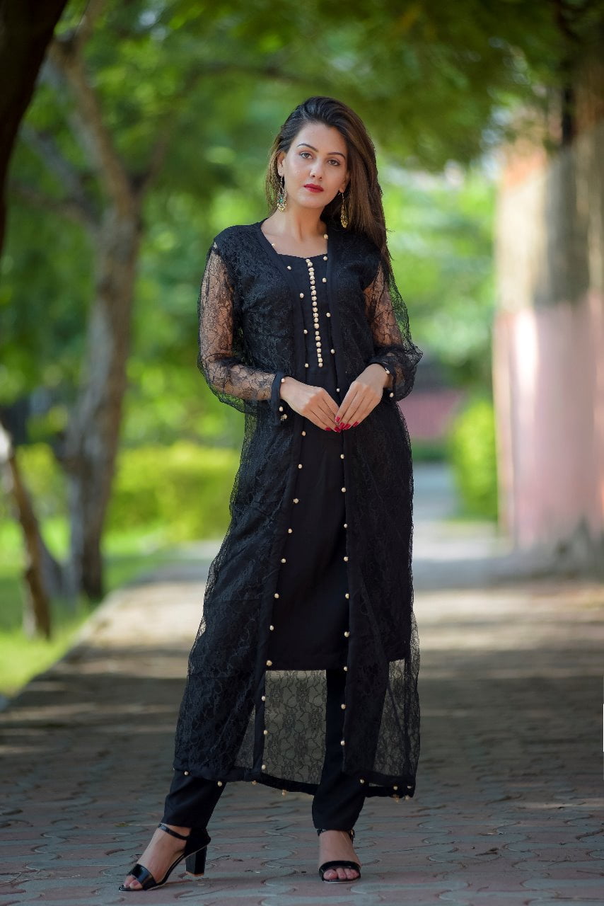 kurti with net shrug