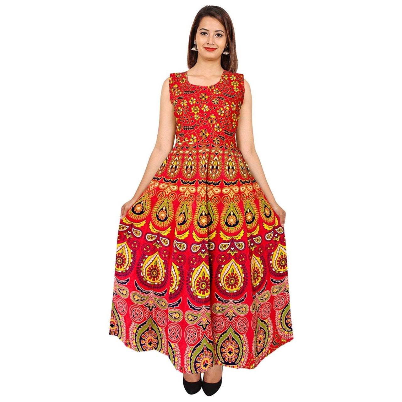 cotton jaipuri maxi frock dress mirchi red | G4Girl | A brand of G ...