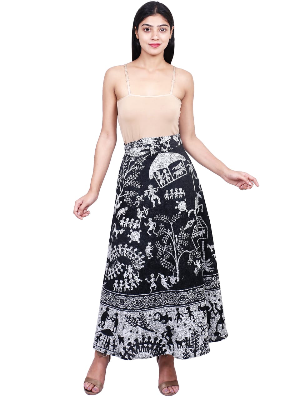 Gforgirl.in:Cotton long wrap around skirt Black & white | Deoli prints ...