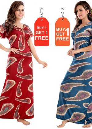 Combo gown - morpankh maroon+blue