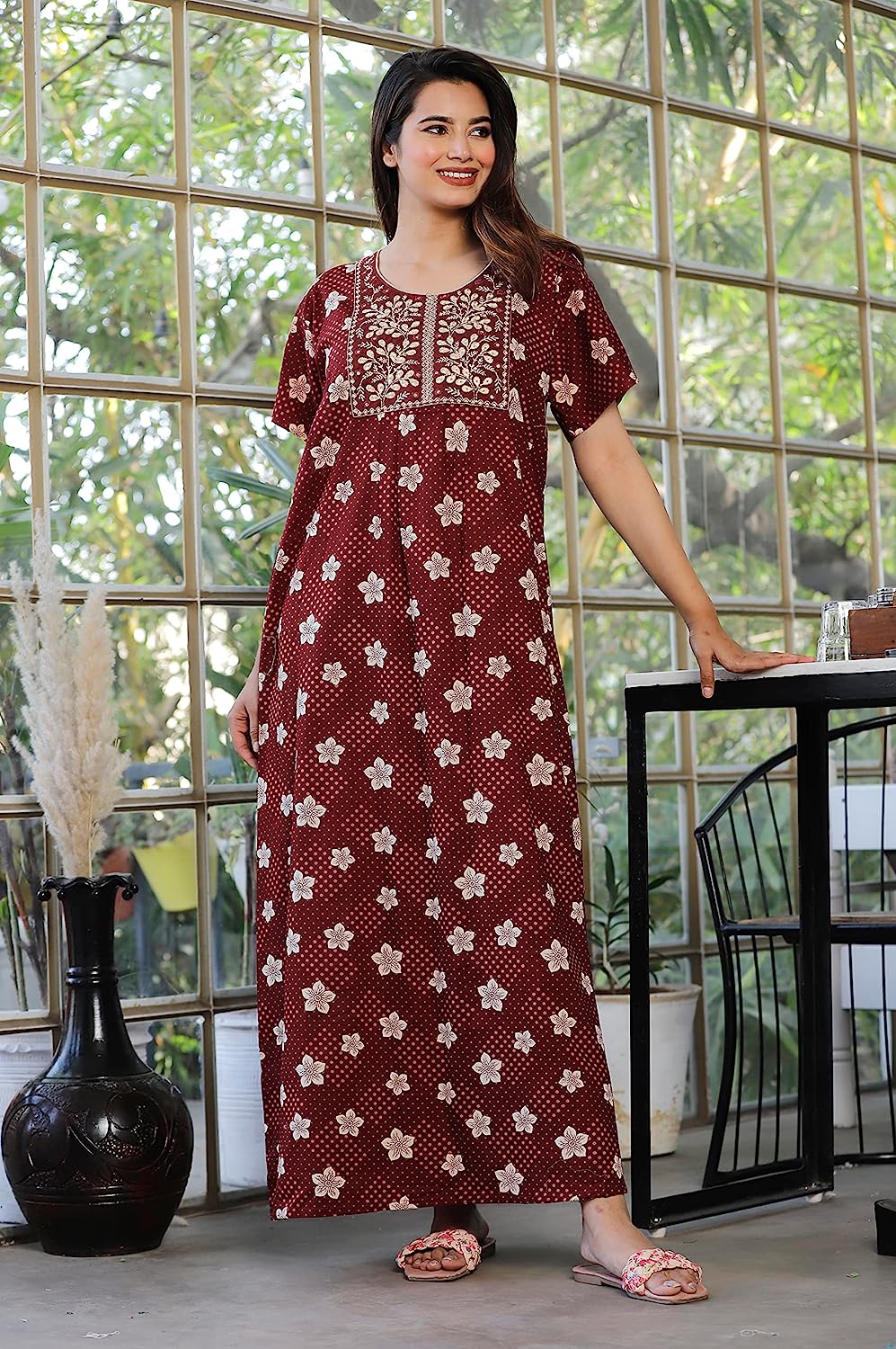 Cotton discount embroidery nighty