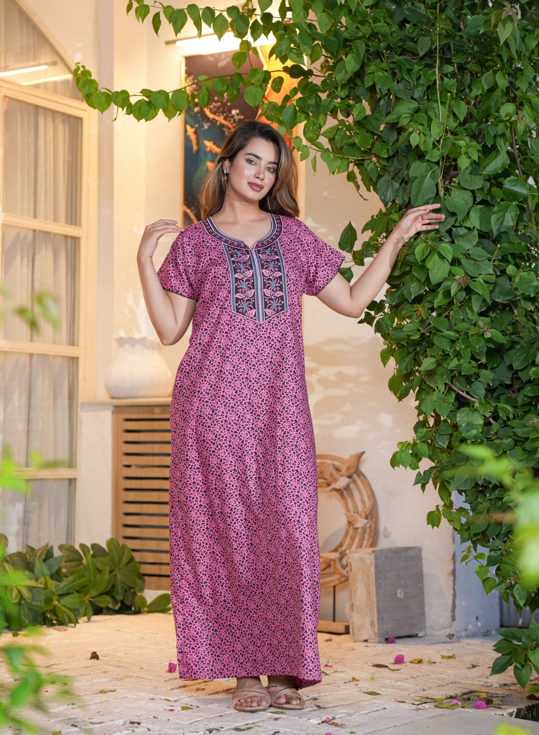 G4Girl Cotton Embroidery Nighty for Womens/Girls (Z12) (Z12-NOOR) - Image 5